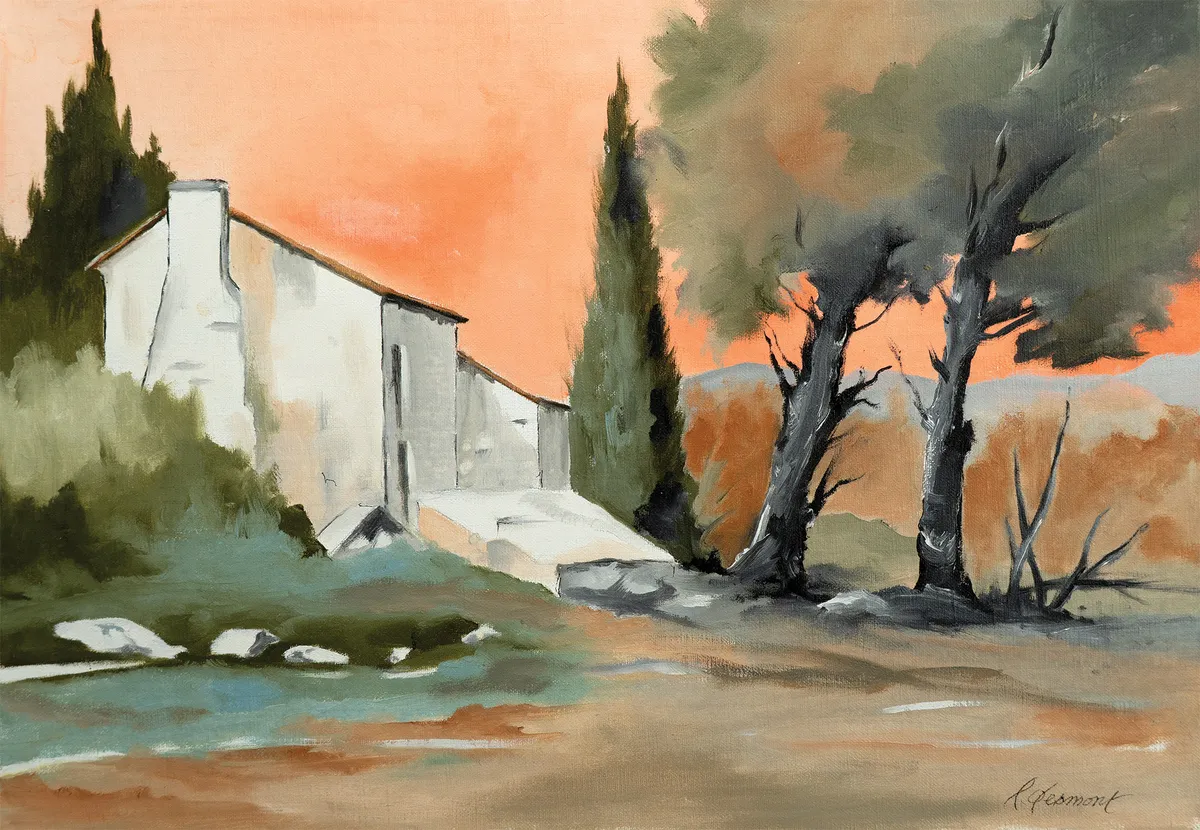 Lot 103: Francoise Desmont (French, b.1932)Ciel de Provence