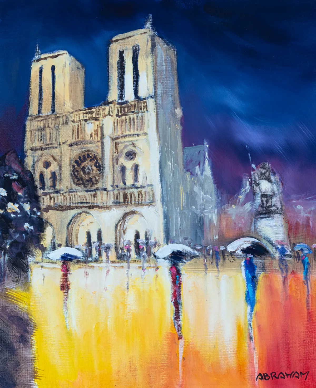 Lot 413: Patrick Abraham (French, b.1955)Notre Dame un soir de pluie
