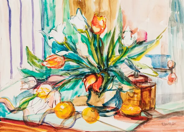 Christine Oberthur (French, b.1939)Tulipes a la Mandarine