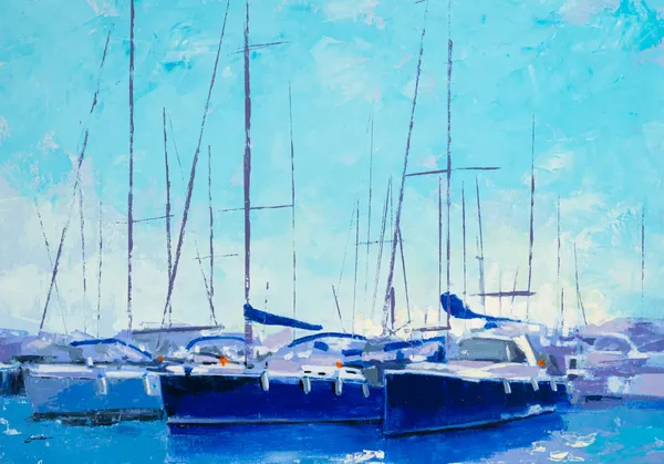 Manuel Lomar (Spanish, b.1963)Sailboats at the Marina